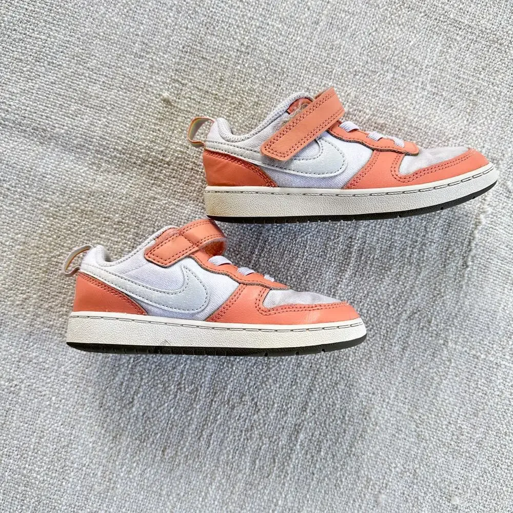 Nike Court Borough Low 2 SE Peach & White Sneakers GUC Toddler size 10